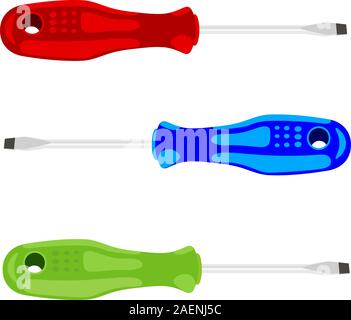 Screwdriver with a colored pen. Vector illustration. Stock Vector