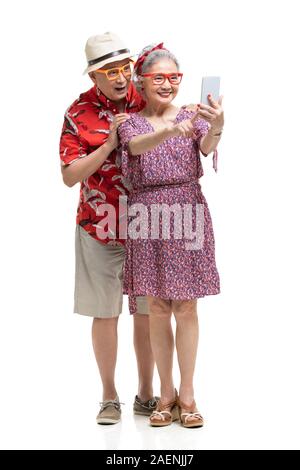 Happy senior couple taking selfie Stock Photo