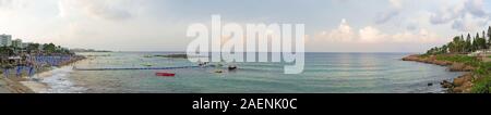 Panoramic view of Fig Tree Beach in Protaras. One of the popular beaches in Europe. Stock Photo