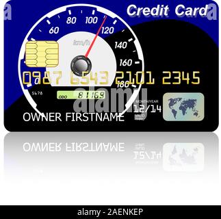 Credit card  speedometer with shadow over wite background. Vector illustration Stock Vector
