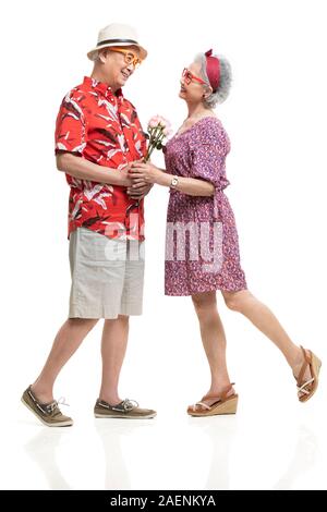 Happy senior couple dating Stock Photo