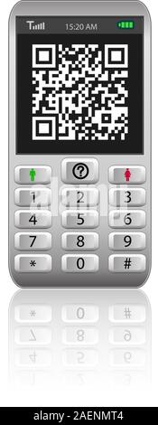 Smartphone with QR code. Stock Vector