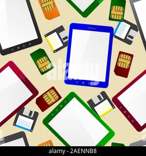 Vertical Tablet computer, seamless wallpaper, vector illustration Stock Vector