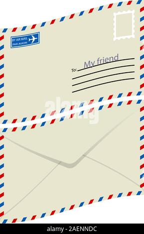 White  envelope with stamp. Vector illustration. Stock Vector