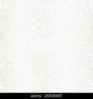Gold Foil Hand Drawn Doodle Swirls, Swashes Vector Seamless Pattern. Whimsical Decorative Print Background Perfect for Textiles, Gift Wrap, Backdrops Stock Vector
