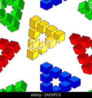 abstract optical illusion, seamless wallpaper, vector illustration Stock Vector