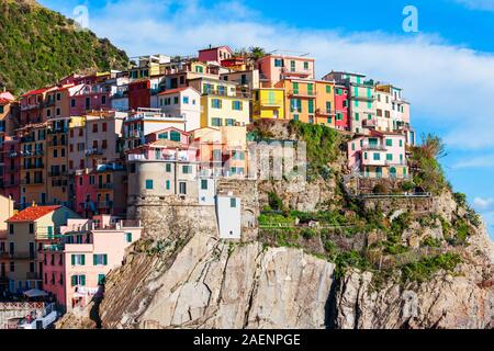 Manarola is a small town in Cinque Terre national park, La Spezia province in Liguria Region, northern Italy Stock Photo