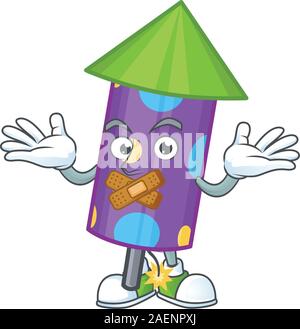 Dot fireworks rocket mascot cartoon character style making silent gesture Stock Vector