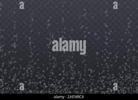 Underwater fizzing bubbles texture isolated on transparent background. Stock Vector