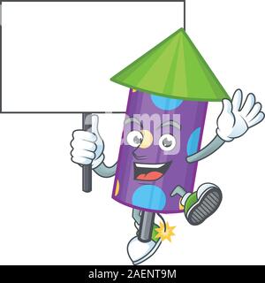 Dot fireworks rocket cute cartoon character with a board Stock Vector ...