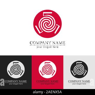 Letter 5, 555 logo icon design template elements. Elegant rich logo. Stock Vector