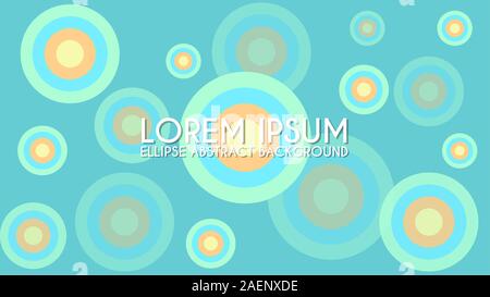 Colorful Ellipse Background Design Concept, Abstract Background Design Template, Blue Cyan Beige Gradation, Rounded Shape, Ring, Rim, Landscape 16:9 Stock Vector