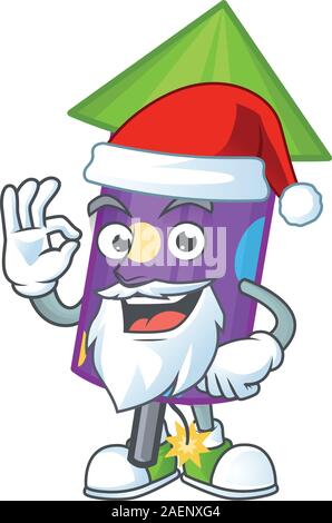 Dot fireworks rocket in Santa cartoon character design Stock Vector