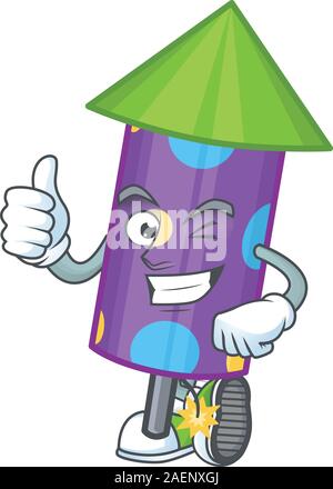 Picture of dot fireworks rocket making Thumbs up gesture Stock Vector