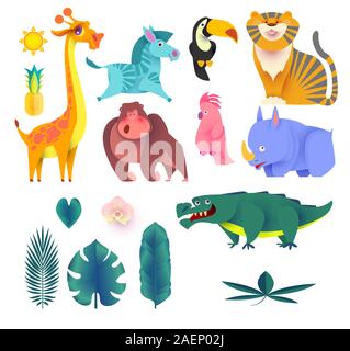 funny jungle animals Stock Vector