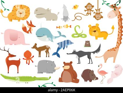funny jungle animals Stock Vector