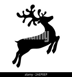 Reindeer is skipping for Christmas. Icon isolated on white Stock Vector