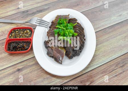 Sliced Braised beef : Chinese style Asian food on table Stock Photo