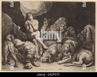 Willem van der Leeuw after Sir Peter Paul Rubens, Daniel in the Lions' Den, Daniel in the Lions' Den Stock Photo
