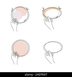 Craft work design element template. Handmade logo branding. Stock Vector