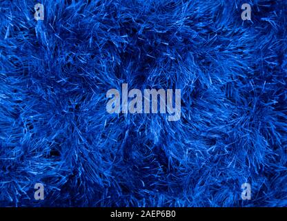 Blue artificial fur for texture or background. 2020. Stock Photo