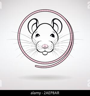 white rat symbol of the year on a light background Stock Vector