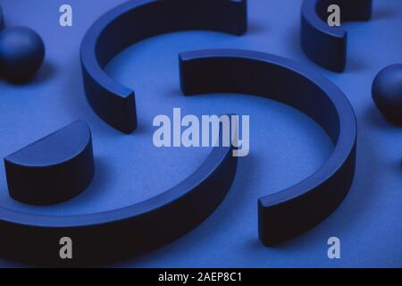 Blue abstract 3d forms. Concept of demonstrating color of the year. Stock Photo
