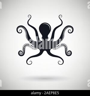 octopus symbol on light background Stock Vector