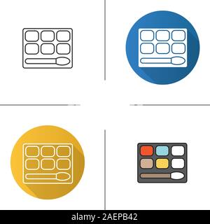 Eye shadows icon. Flat design, linear and color styles. Isolated vector illustrations Stock Vector