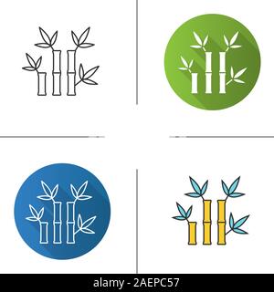 Bamboo sticks for massage icon. Flat design, linear and color styles. Isolated vector illustrations Stock Vector