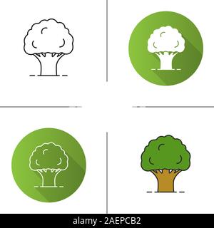 Oak tree icon. Flat design, linear and color styles. Isolated vector illustrations Stock Vector