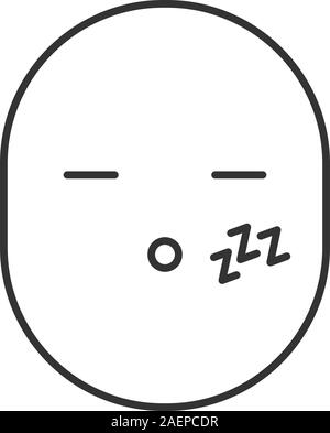 Sleeping smile linear icon. Thin line illustration. Sleepy smiley. Contour symbol. Vector isolated outline drawing Stock Vector