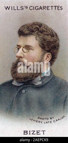 GEORGES BIZET (1838-1875) French composer on a cigarette card based on an 1875 photo Stock Photo