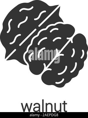 Walnut glyph icon. Silhouette symbol. Negative space. Vector isolated illustration Stock Vector