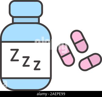 Sleeping pills color icon. Soporific. Isolated vector illustration Stock Vector