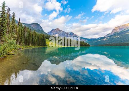 Beautiful reflection at Emerald Lake in Yoho National Park, British Columbia, Canada Stock Photo