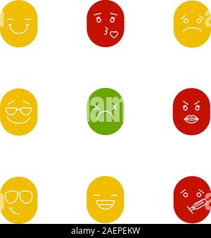 Smiles glyph color icon set. Silhouette symbols on white backgrounds ...