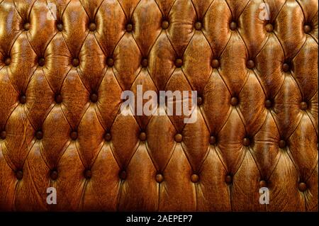 Texture of vintage brown leather sofa for background Stock Photo