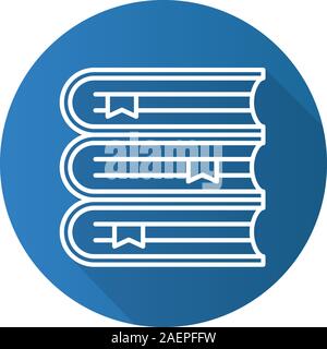 Books stack flat linear long shadow icon. School textbooks with bookmarks. Vector outline symbol Stock Vector