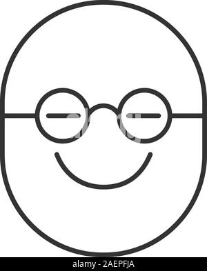 Clever smiley linear icon. Thin line illustration. Nerd face. Spectacled smart emoticon. Contour symbol. Vector isolated outline drawing Stock Vector