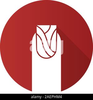 Water marbling almond manicure. Flat design long shadow glyph icon. Classic square manicure. Vector silhouette illustration Stock Vector