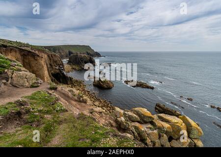 Lands End in South Cornwall, England, United Kingdom, Great Britain Stock Photo