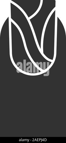 Water marbling almond manicure glyph icon. Silhouette symbol. Classic square manicure. Negative space. Vector isolated illustration Stock Vector
