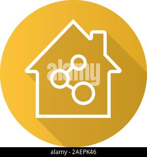 Home network connection flat linear long shadow icon. Internet providing. Vector outline symbol Stock Vector