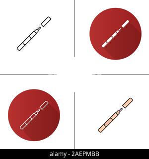 Eyeliner icon. Flat design, linear and color styles. Pencil lipstick. Isolated vector illustrations Stock Vector