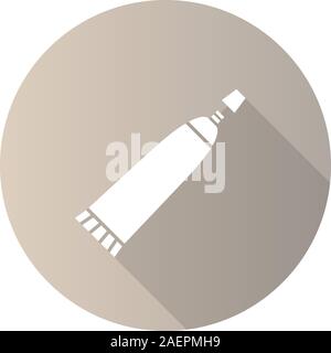Toothpaste flat design long shadow glyph icon. Cream tube. Vector silhouette illustration Stock Vector