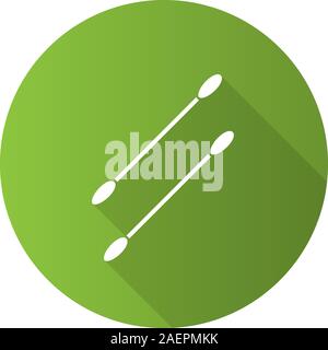Earsticks flat design long shadow glyph icon. Cotton buds. Vector silhouette illustration Stock Vector