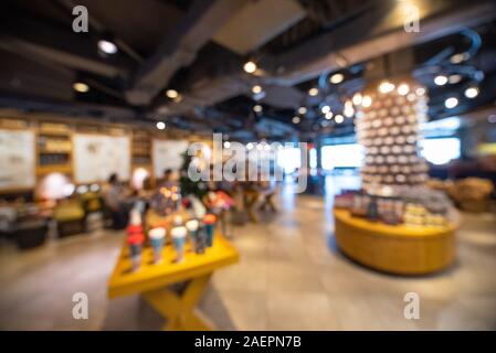 Blurred image of cafe with bokeh background. Stock Photo