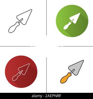 Triangular shovel icon. Flat design, linear and color styles. Isolated vector illustrations Stock Vector