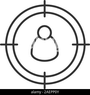Staff searching linear icon. Aim on man thin line illustration. Clients, customers finding contour symbol. Vector isolated outline drawing Stock Vector